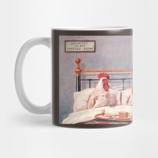 Chicken and Rooster Couple Share Breakfast in Bed Mug